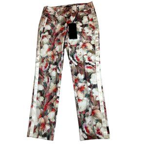 NWT Corel Women's Flower Cropped Pant Evie Pintuk Pockets Multicolor Size 36